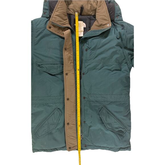 Vtg 90s The North Face Goose Down Jacket Hooded Green Puffer Parka TNF Mens M - Picture 4 of 11